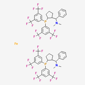molecular formula C60H52F24FeN2P2 B12509792 1-[2-bis[3,5-bis(trifluoromethyl)phenyl]phosphanylcyclopentyl]-N,N-dimethyl-1-phenylmethanamine;iron 