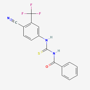 molecular formula C16H10F3N3OS B12509835 N-((4-Cyano-3-(trifluoromethyl)phenyl)carbamothioyl)benzamide 