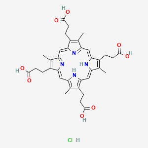 molecular formula C36H39ClN4O8 B12509908 3-[7,12,17-tris(2-carboxyethyl)-3,8,13,18-tetramethyl-21,22-dihydroporphyrin-2-yl]propanoic acid;hydrochloride 