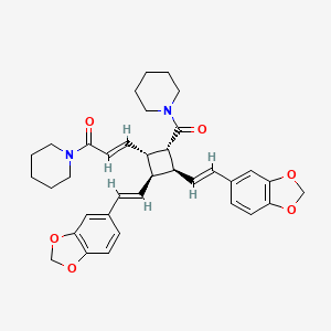 molecular formula C36H40N2O6 B1251015 (E)-3-[(1S,2R,3S,4R)-2,3-bis[(E)-2-(1,3-benzodioxol-5-yl)ethenyl]-4-(piperidine-1-carbonyl)cyclobutyl]-1-piperidin-1-ylprop-2-en-1-one 