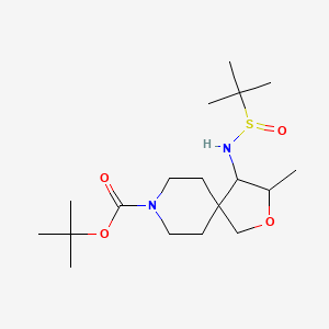molecular formula C18H34N2O4S B12510266 Tert-butyl 3-methyl-4-[(2-methylpropane-2-sulfinyl)amino]-2-oxa-8-azaspiro[4.5]decane-8-carboxylate 