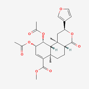 molecular formula C25H30O9 B1251098 (3S,4aR,4bR,5R,6S,8aR,10aR)-5,6-Diacetoxy-3-furan-3-yl-4a,8a-dimethyl-1-oxo-3,4,4a,4b,5,6,8a,9,10,10a-decahydro-1H-2-oxa-phenanthrene-8-carboxylic acid methyl ester 