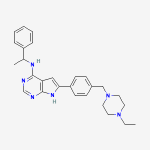 molecular formula C27H32N6 B1251112 6-[4-[(4-ethylpiperazin-1-yl)methyl]phenyl]-N-(1-phenylethyl)-7H-pyrrolo[2,3-d]pyrimidin-4-amine CAS No. 1155336-34-7