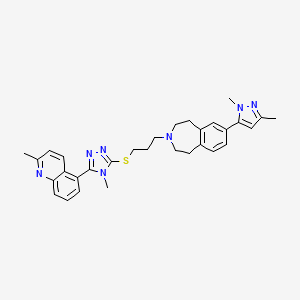 molecular formula C31H35N7S B1251113 1H-3-Benzazepine, 7-(1,3-dimethyl-1H-pyrazol-5-yl)-2,3,4,5-tetrahydro-3-[3-[[4-methyl-5-(2-methyl-5-quinolinyl)-4H-1,2,4-triazol-3-yl]thio]propyl]- 