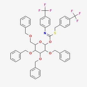 molecular formula C50H45F6NO6S B12511378 N-[4-(trifluoromethyl)phenyl]-1-({[4-(trifluoromethyl)phenyl]methyl}sulfanyl)-1-{[3,4,5-tris(benzyloxy)-6-[(benzyloxy)methyl]oxan-2-yl]oxy}methanimine 