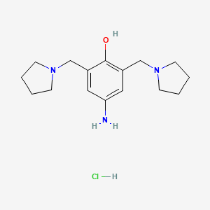 molecular formula C16H26ClN3O B12511800 Phenol, 4-amino-2,6-bis(1-pyrrolidinylmethyl)-, hydrochloride CAS No. 85236-52-8