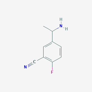molecular formula C9H9FN2 B12511820 Benzonitrile, 5-[(1S)-1-aminoethyl]-2-fluoro- 