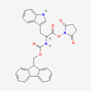 molecular formula C30H25N3O6 B12511869 2,5-dioxopyrrolidin-1-yl 2-{[(9H-fluoren-9-ylmethoxy)carbonyl]amino}-3-(1H-indol-3-yl)propanoate 