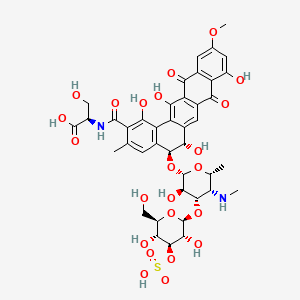 (2R)-2-[[(5S,6S)-5-[(2S,3R,4S,5S,6R)-4-[(2R,3R,4S,5R,6R)-3,5-dihydroxy-6-(hydroxymethyl)-4-sulfooxyoxan-2-yl]oxy-3-hydroxy-6-methyl-5-(methylamino)oxan-2-yl]oxy-1,6,9,14-tetrahydroxy-11-methoxy-3-methyl-8,13-dioxo-5,6-dihydrobenzo[a]tetracene-2-carbonyl]amino]-3-hydroxypropanoic acid