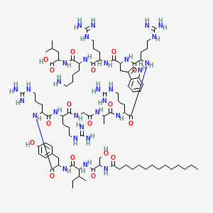 molecular formula C90H154N30O17 B12512243 myristoyl-DL-Ser-DL-xiIle-DL-Tyr-DL-Arg-DL-Arg-Gly-DL-Ala-DL-Arg-DL-Arg-DL-Trp-DL-Arg-DL-Lys-DL-Leu-OH 