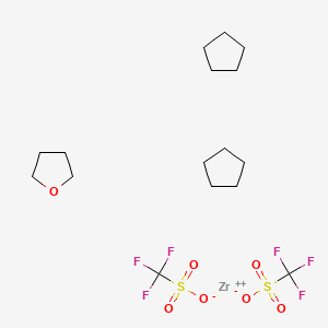molecular formula C16H28F6O7S2Zr B12512251 Cyclopentane;oxolane;trifluoromethanesulfonate;zirconium(2+) 