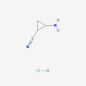 molecular formula C4H7ClN2 B12512352 2-Aminocyclopropane-1-carbonitrile hydrochloride 