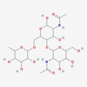 molecular formula C22H38N2O15 B12512455 N-[5-[3-acetamido-4,5-dihydroxy-6-(hydroxymethyl)oxan-2-yl]oxy-2,4-dihydroxy-6-[(3,4,5-trihydroxy-6-methyloxan-2-yl)oxymethyl]oxan-3-yl]acetamide CAS No. 79365-98-3