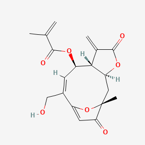 molecular formula C19H20O7 B1251254 [(1R,3S,7R,8R,9Z)-10-(hydroxymethyl)-1-methyl-6-methylidene-5,13-dioxo-4,14-dioxatricyclo[9.2.1.03,7]tetradeca-9,11-dien-8-yl] 2-methylprop-2-enoate 