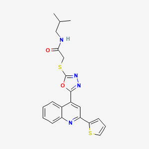 molecular formula C21H20N4O2S2 B12512887 N-Isobutyl-2-((5-(2-(thiophen-2-yl)quinolin-4-yl)-1,3,4-oxadiazol-2-yl)thio)acetamide 