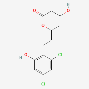 molecular formula C13H14Cl2O4 B1251289 6-{2-(2,4-Dichloro-6-hydroxyphenyl)-ethyl}-3,4,5,6-tetrahydro-4-hydroxy-2H-pyran-2-one 