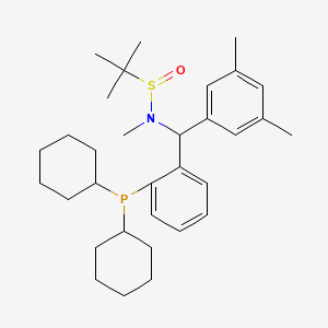 molecular formula C32H48NOPS B12512893 N-{[2-(dicyclohexylphosphanyl)phenyl](3,5-dimethylphenyl)methyl}-N,2-dimethylpropane-2-sulfinamide 