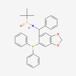 molecular formula C30H30NO3PS B12513118 N-{[6-(diphenylphosphanyl)-2H-1,3-benzodioxol-5-yl](phenyl)methyl}-2-methylpropane-2-sulfinamide 