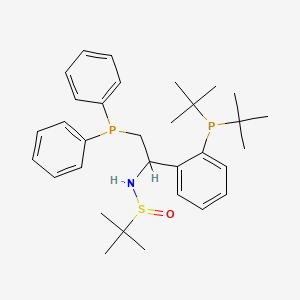 molecular formula C32H45NOP2S B12513154 N-{1-[2-(di-tert-butylphosphanyl)phenyl]-2-(diphenylphosphanyl)ethyl}-2-methylpropane-2-sulfinamide 
