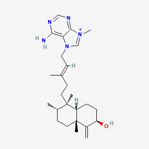 molecular formula C26H40N5O+ B1251318 (2R,4aS,5R,6S,8aR)-5-[(E)-5-(6-amino-9-methylpurin-9-ium-7-yl)-3-methylpent-3-enyl]-5,6,8a-trimethyl-1-methylidene-3,4,4a,6,7,8-hexahydro-2H-naphthalen-2-ol 