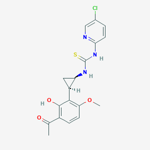 molecular formula C18H18ClN3O3S B1251321 N-[cis-2-(2-Hydroxy-3-acetyl-6-methoxy-phenyl)cyclopropyl]-N'-(5-Chloro-2-pyridinyl)-thiourea 