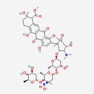 molecular formula C48H62N2O21 B1251328 methyl 24-[(2S,4S,5S,6S)-5-[(2R,4R,5R,6S)-5-[(2S,4S,5S,6S)-4,5-dihydroxy-6-methyloxan-2-yl]oxy-4,6-dimethyl-4-nitrooxan-2-yl]oxy-4-hydroxy-6-methyloxan-2-yl]oxy-23-(dimethylamino)-4,8,12,22-tetrahydroxy-1,12-dimethyl-6,17-dioxo-20,25-dioxahexacyclo[19.3.1.02,19.05,18.07,16.09,14]pentacosa-2,4,7(16),8,14,18-hexaene-13-carboxylate 