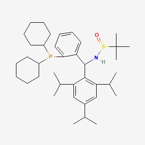 molecular formula C38H60NOPS B12513696 N-{[2-(dicyclohexylphosphanyl)phenyl](2,4,6-triisopropylphenyl)methyl}-2-methylpropane-2-sulfinamide 