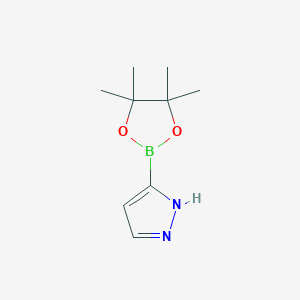 molecular formula C9H15BN2O2 B125138 3-(4,4,5,5-Tetramethyl-1,3,2-dioxaborolan-2-yl)-1H-pyrazole CAS No. 844501-71-9