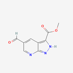 molecular formula C9H7N3O3 B12513801 Methyl 5-formyl-1H-pyrazolo[3,4-b]pyridine-3-carboxylate 