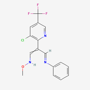 molecular formula C16H13ClF3N3O B12513875 N-{2-[3-chloro-5-(trifluoromethyl)pyridin-2-yl]-3-(methoxyimino)prop-1-en-1-yl}aniline 