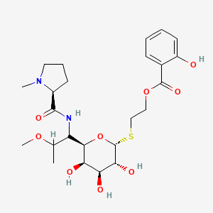 molecular formula C24H36N2O9S B1251394 2-[(2R,3R,4S,5R,6R)-3,4,5-trihydroxy-6-[2-methoxy-1-[[(2S)-1-methylpyrrolidine-2-carbonyl]amino]propyl]oxan-2-yl]sulfanylethyl 2-hydroxybenzoate 