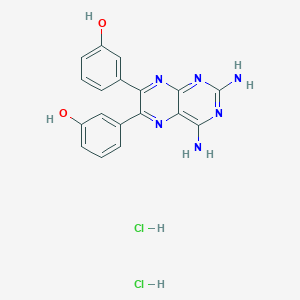 molecular formula C18H16Cl2N6O2 B12514199 Phenol, 3,3'-(2,4-diamino-6,7-pteridinediyl)bis-, (2 hcl salt) 