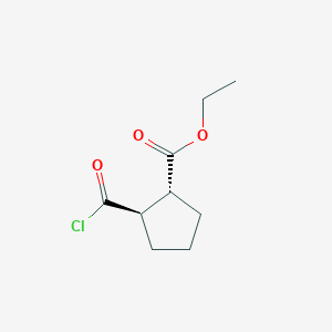 molecular formula C9H13ClO3 B125142 Cyclopentanecarboxylic acid, 2-(chlorocarbonyl)-, ethyl ester, trans-(9CI) CAS No. 144728-23-4