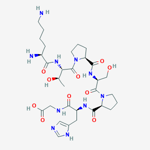 molecular formula C31H50N10O10 B12514222 Glycine, L-lysyl-L-threonyl-L-prolyl-L-seryl-L-prolyl-L-histidyl- CAS No. 680983-48-6