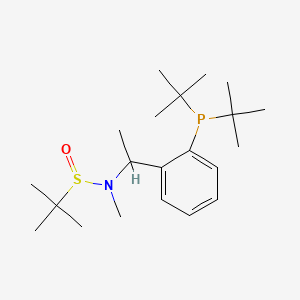 molecular formula C21H38NOPS B12514304 N-{1-[2-(di-tert-butylphosphanyl)phenyl]ethyl}-N,2-dimethylpropane-2-sulfinamide 
