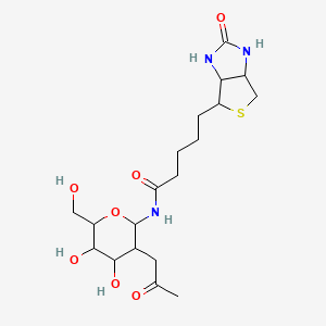 molecular formula C19H31N3O7S B12514500 N-[4,5-dihydroxy-6-(hydroxymethyl)-3-(2-oxopropyl)oxan-2-yl]-5-{2-oxo-hexahydrothieno[3,4-d]imidazol-4-yl}pentanamide 