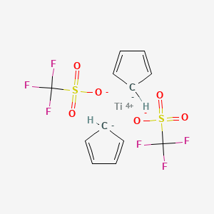 molecular formula C12H10F6O6S2Ti B12514592 Titanocene bis(trifluoromethanesulphonate) 