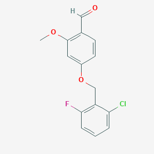molecular formula C15H12ClFO3 B12514673 Benzaldehyde, 4-[(2-chloro-6-fluorophenyl)methoxy]-2-methoxy- CAS No. 819075-22-4