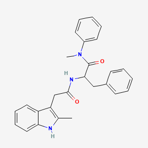 molecular formula C27H27N3O2 B12514715 N-Methyl-2-(2-(2-methyl-1H-indol-3-YL)acetamido)-N,3-diphenylpropanamide 