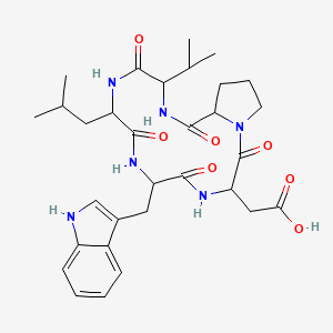molecular formula C31H42N6O7 B12514800 2-[6-(1H-indol-3-ylmethyl)-9-(2-methylpropyl)-2,5,8,11,14-pentaoxo-12-propan-2-yl-1,4,7,10,13-pentazabicyclo[13.3.0]octadecan-3-yl]acetic acid 