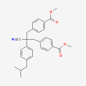 molecular formula C30H31NO4 B12515074 Methyl 4-[2-cyano-3-(4-methoxycarbonylphenyl)-2-[4-(2-methylpropyl)phenyl]propyl]benzoate 