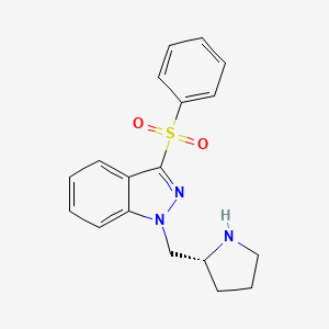 molecular formula C18H19N3O2S B12515187 1H-Indazole, 3-(phenylsulfonyl)-1-[(2R)-2-pyrrolidinylmethyl]- CAS No. 651335-80-7