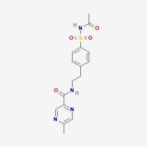 molecular formula C16H18N4O4S B125153 N-[2-[4-(acetylsulfamoyl)phenyl]ethyl]-5-methylpyrazine-2-carboxamide CAS No. 104838-12-2