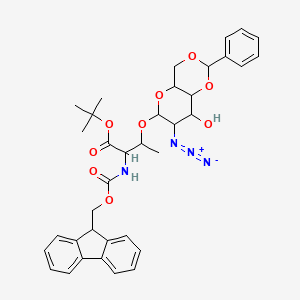 molecular formula C36H40N4O9 B12515382 Tert-butyl 3-({7-azido-8-hydroxy-2-phenyl-hexahydro-2H-pyrano[3,2-D][1,3]dioxin-6-YL}oxy)-2-{[(9H-fluoren-9-ylmethoxy)carbonyl]amino}butanoate 