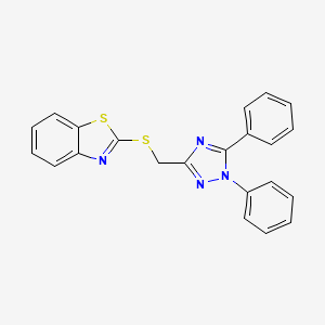 molecular formula C22H16N4S2 B12515555 Benzothiazole, 2-[[(1,5-diphenyl-1H-1,2,4-triazol-3-yl)methyl]thio]- CAS No. 651714-06-6