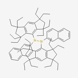 molecular formula C76H104Si2 B12515582 Naphthalen-2-yl-[naphthalen-2-yl-(1,1,3,3,5,5,7,7-octaethyl-2,6-dihydro-s-indacen-4-yl)silylidene]-(1,1,3,3,5,5,7,7-octaethyl-2,6-dihydro-s-indacen-4-yl)silane 
