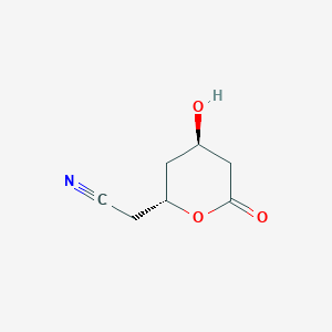molecular formula C7H9NO3 B12515704 2H-Pyran-2-acetonitrile, tetrahydro-4-hydroxy-6-oxo-, (2R,4R)-(9CI) CAS No. 676260-67-6