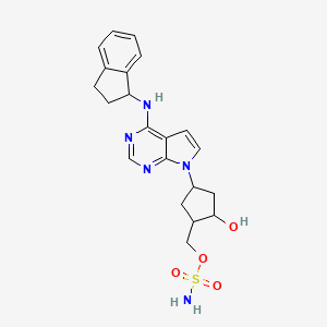 molecular formula C21H25N5O4S B12515912 sulfamic acid [4-[4-(2,3-dihydro-1H-inden-1-ylamino)-7-pyrrolo[2,3-d]pyrimidinyl]-2-hydroxycyclopentyl]methyl ester 