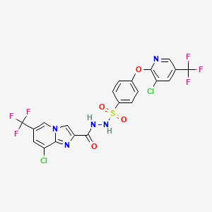 molecular formula C21H11Cl2F6N5O4S B12515962 8-chloro-N'-(4-{[3-chloro-5-(trifluoromethyl)pyridin-2-yl]oxy}benzenesulfonyl)-6-(trifluoromethyl)imidazo[1,2-a]pyridine-2-carbohydrazide 