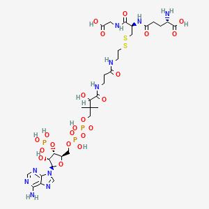 molecular formula C31H51N10O22P3S2 B1251608 (2S)-2-amino-5-[[(2R)-3-[2-[3-[[4-[[[(2R,3S,4R,5R)-5-(6-aminopurin-9-yl)-4-hydroxy-3-phosphonooxyoxolan-2-yl]methoxy-hydroxyphosphoryl]oxy-hydroxyphosphoryl]oxy-2-hydroxy-3,3-dimethylbutanoyl]amino]propanoylamino]ethyldisulfanyl]-1-(carboxymethylamino)-1-oxopropan-2-yl]amino]-5-oxopentanoic acid 